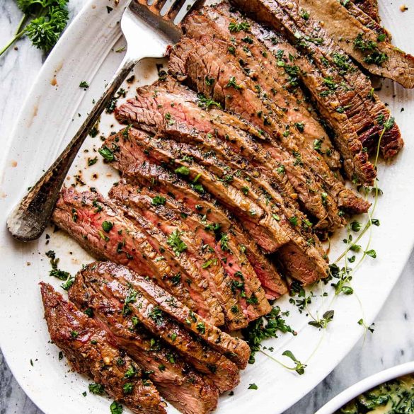 Easy Marinated London Broil Steak with Herb Butter !!! | PadCook.com